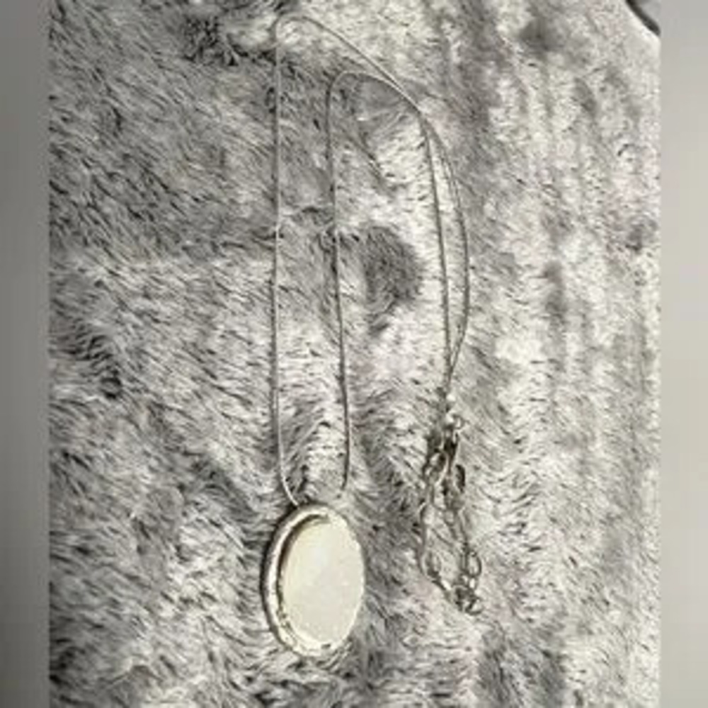 Vintage Sterling Silver White Druzy Pendant Necklace